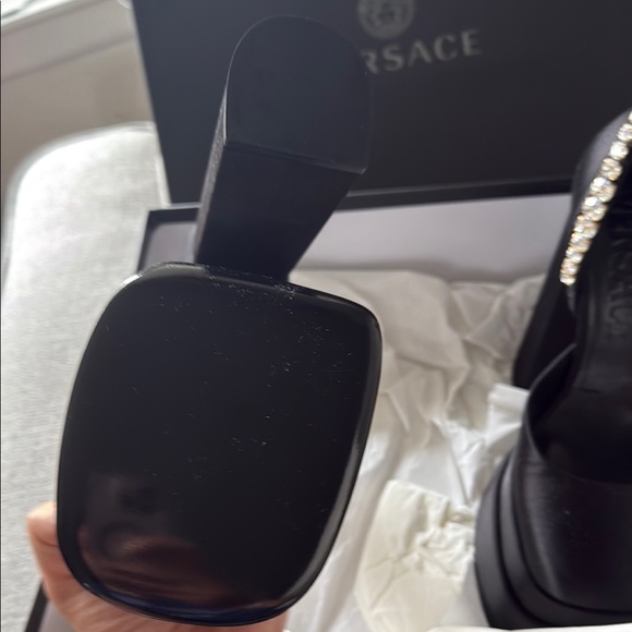 Versace Aevitas Platform Black Women's Shoes with Crystal Accents - Picture 6 of 9